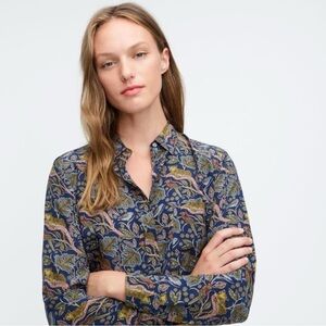 J. Crew Silk Navy Botanical Cheetah Print Button Up
Shirt & Matching Pants 🐆